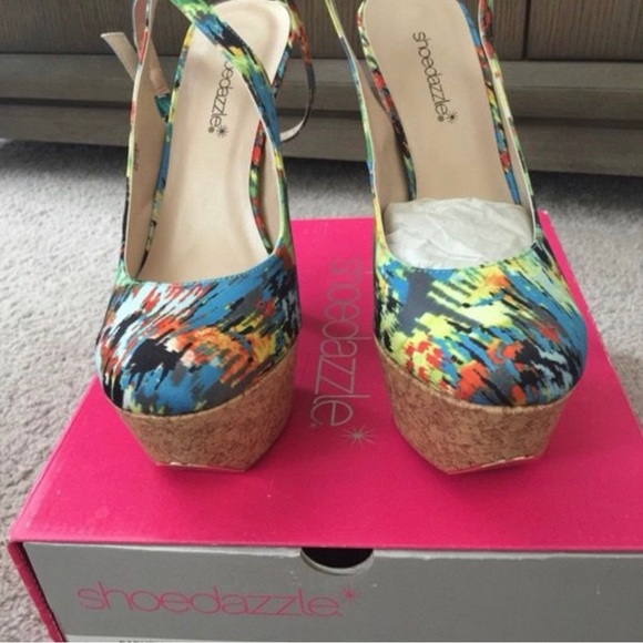 Aqua Splash Multi Color Heels | Size 7.5 | Shoe Dazzle - Picture 2 of 4